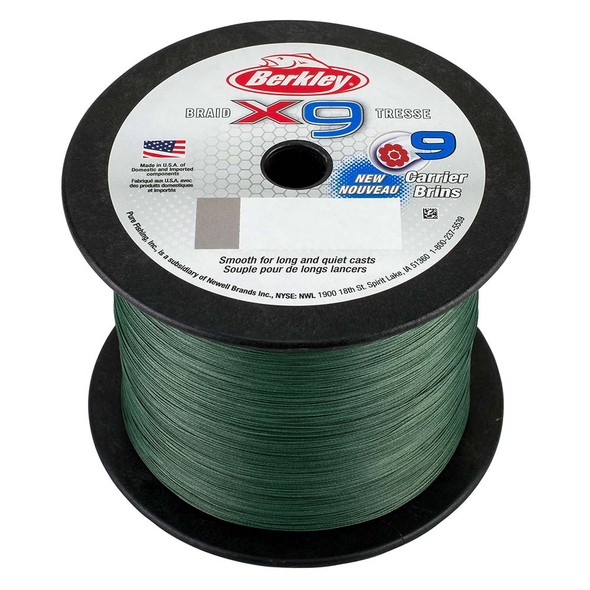 Berkley x9 Braid Low-Vis Green 10lb Line - 2188 Yards, Model X9BBK10-22