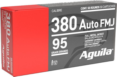 Aguila 380 ACP 95 Grain FMJ-RN Ammunition - Reloadable Full Metal Jacketed Bullets