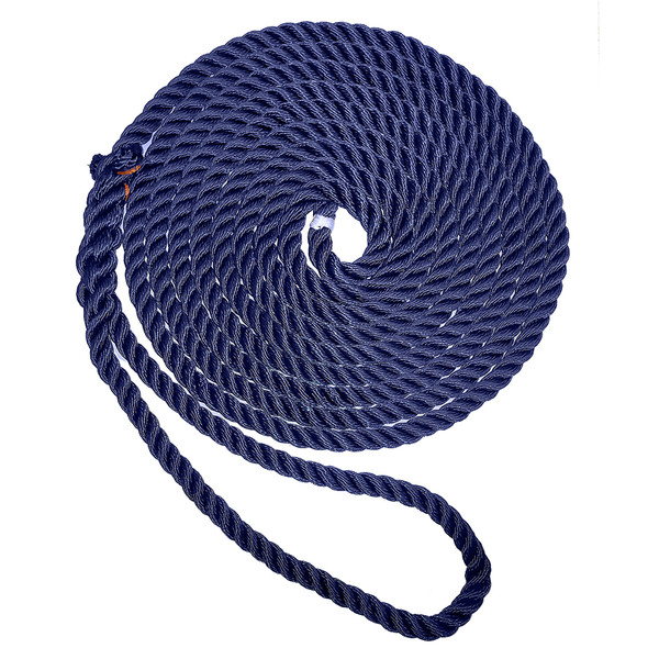 New England Ropes 5/8" Premium 3-Strand Dock Line - Navy Blue, 35 Feet