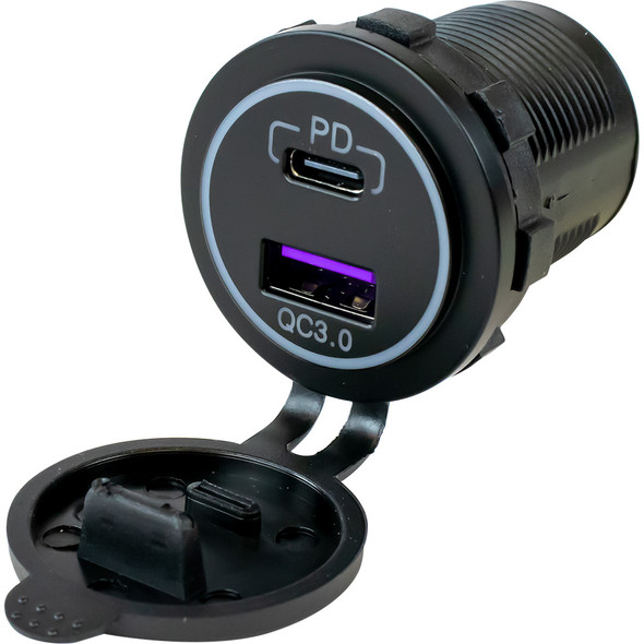 Sea-Dog USB 3.0 & USB-C Power Socket with Dual Charging Ports (Part #426510-1)