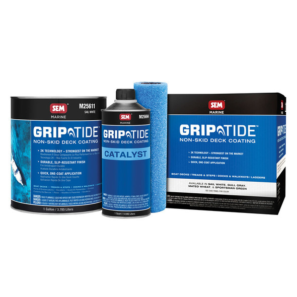 SEM GripTide Non-Skid Deck Coating Kit - Sail White for Marine Surfaces