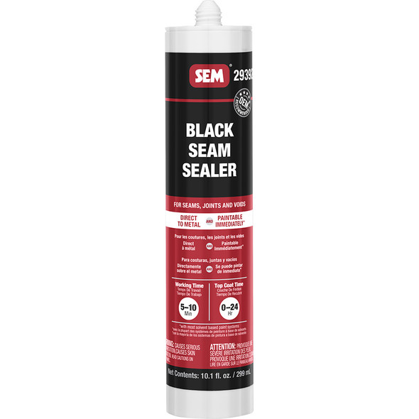 SEM 1K Seam Sealer 10.1oz Tube - Black for Automotive Sealing and Repairs