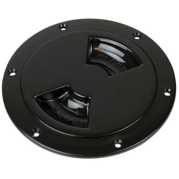 Sea-Dog 6-inch Black Smooth Quarter Turn Deck Plate with Locking System