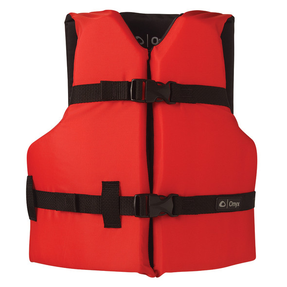 Onyx Outdoor Nylon Youth Life Jacket 50-90 lbs - Red, Type III PFD