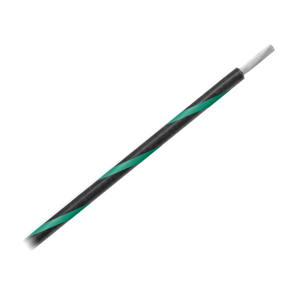 Pacer 14 AWG Striped Marine Wire with Green Stripe, 500 ft Spool - Durable Tinned Copper Conductors