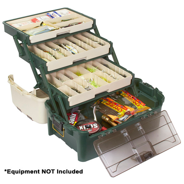 Plano Hybrid Hip 3-Tray Tackle Box in Forest Green with Removable Drawers