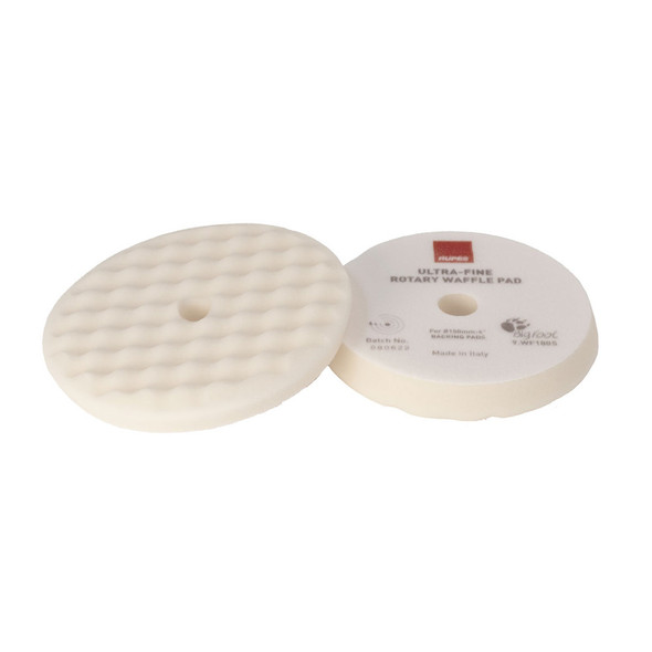 RUPES Velcro Waffle Ultra-Fine Polishing Foam Pad for Rotary Polishers 7 Inches - White