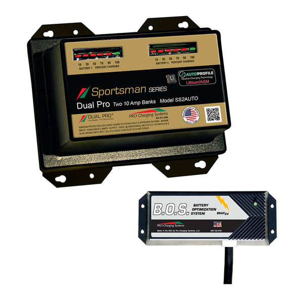 Dual Pro SS2 Auto 2 Bank Battery Charger with B.O.S. - 12V Lithium/AGM Battery Management System