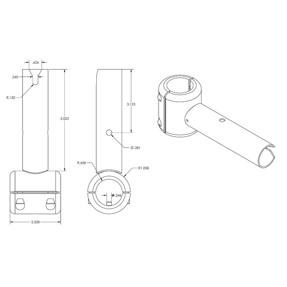 TACO Marine ShadeFin Fixed Clamp-On Mount T10-3000-11 for Boat T-Tops