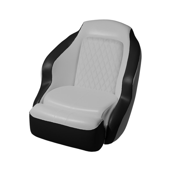 TACO Marine Anclote Diamond Bucket Seat - Grey and Black Marine Seating with Adjustable Bolster