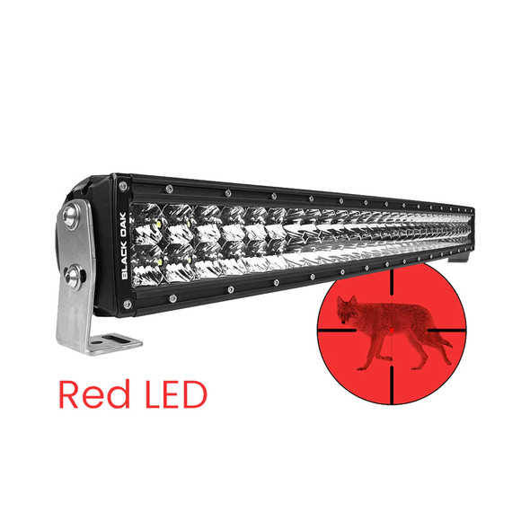 Black Oak LED 30-Inch Curved Double Row Red Predator Hunting Light Bar - Pro Series 3.0 with Combo Optics