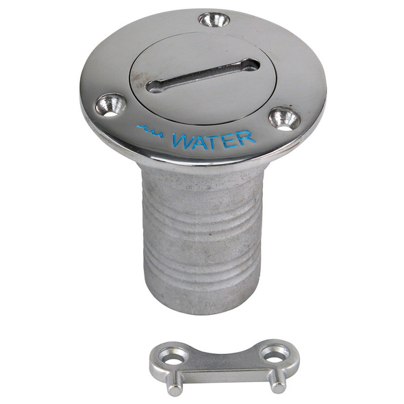 Whitecap 6125C Water Hose Deck Fill with Key and 90-Degree Angle - 1-1/2" Hose with 3" Flange