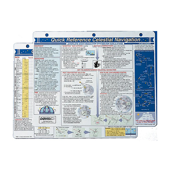 Davis Instruments Quick Reference Celestial Navigation Card - Part 132
