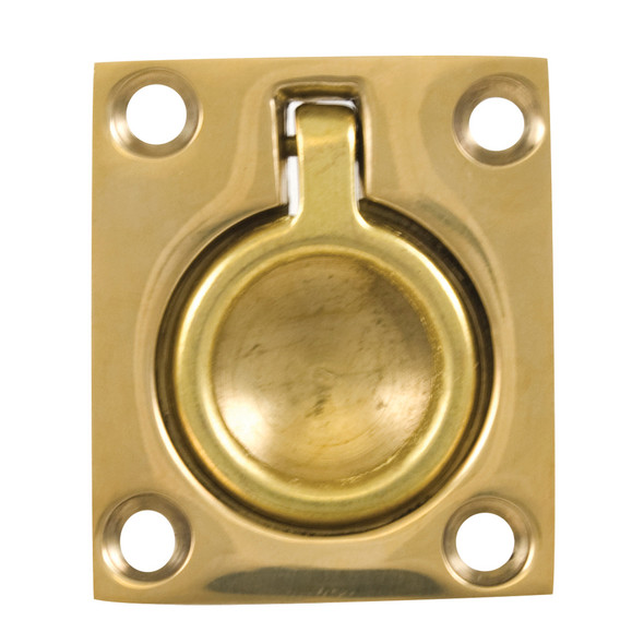 Whitecap Flush Pull Ring in Polished Brass - 1-1/2" x 1-3/4" (Part #S-3360BC)
