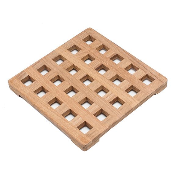 Whitecap Teak Large Square Trivet - 8 Inch, Oiled Finish for Kitchen & Dining Protection