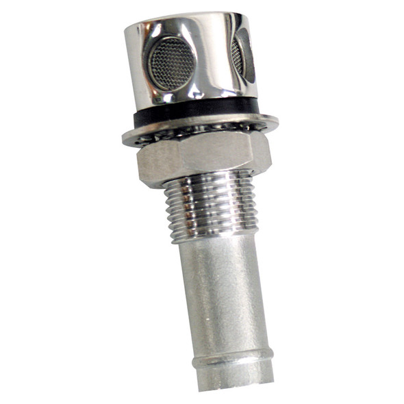 Whitecap 6004C Fuel Vent with Stainless Steel Screen - Round Head, Straight Shaft, 5/8" Hose