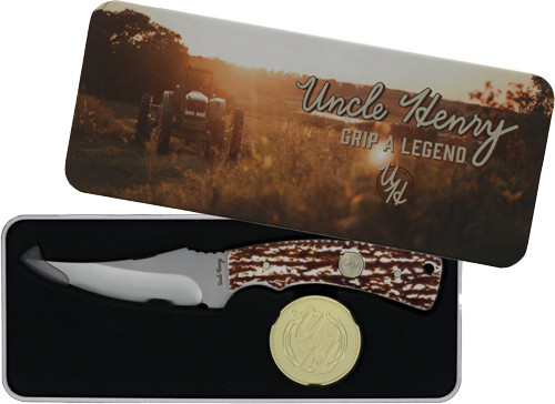 Uncle Henry Knife SharpFinger with Stainless Steel Blade and Bone Handle