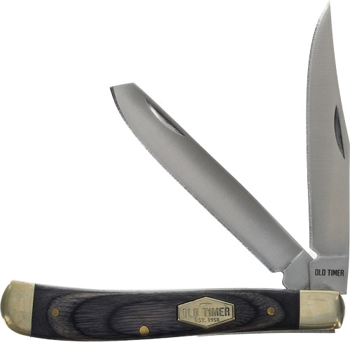 Old Timer Knife 2 Blade Folder with Satin Finish Stainless Steel Blade and Laminated Wood Handle