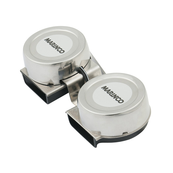Marinco 12V Mini Twin Compact Electric Horn - Powerful 109 dB Sound with Stainless Steel Cover