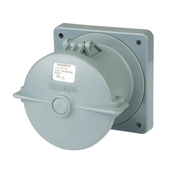 Marinco M4100B12R 100A 125/250V Marine Shore Power Inlet with Watertight Cover
