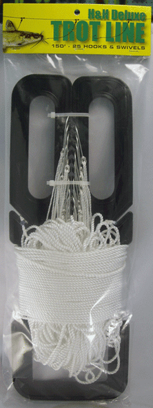 H&H Lure Trotline 150 ft with 25 Hooks - Durable Fishing Tackle