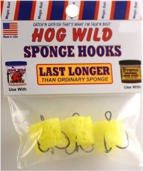 Magic Catfish Bait Magic Hog Wild Sponge Hooks #4 3-Pack