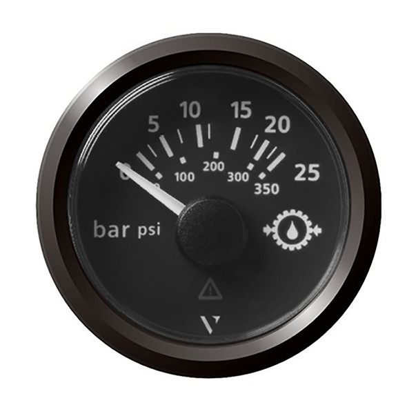 Veratron 52mm ViewLine Transmission Oil Pressure Gauge with Black Dial and Triangular Bezel