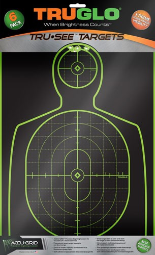 Truglo Tru-See Reactive Targets – 12 x 18 Inches, Pack of 6 with Green Halo and Replacement Dots