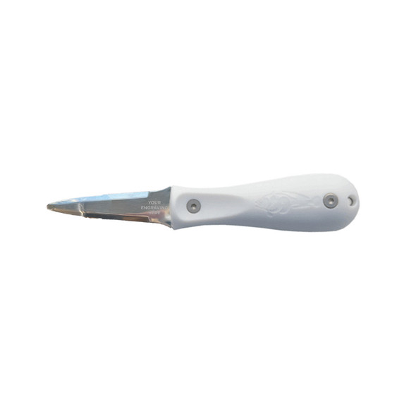 Toadfish Custom Engraved Professional Edition Oyster Knife - White with Sharp Tip for Commercial Use