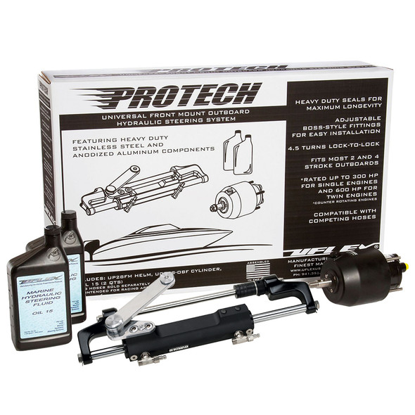 Uflex PROTECH 2.1 Front Mount Outboard Hydraulic System with UP28 FM Helm and UC128-TS/2 Cylinder