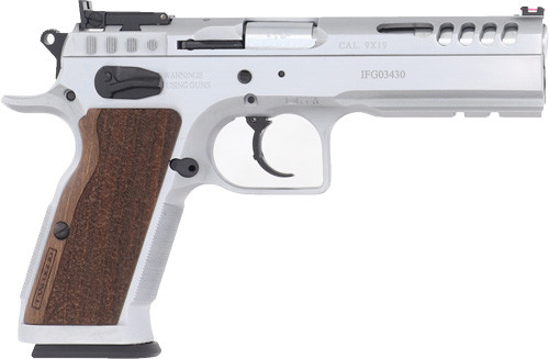 Tanfoglio Stock Master 9mm Semi-Auto Pistol with Chrome Finish and 4.75-Inch Barrel