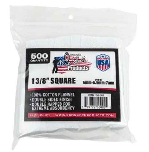 Pro-Shot Products 13/8-Inch Square Cotton Cleaning Patch with Superior Weave Technology