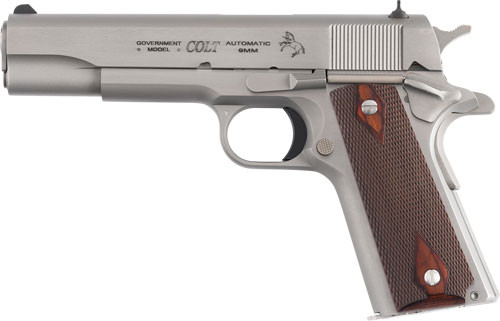 Colt Government 1911 9mm Pistol with 5-Inch Barrel, Stainless Finish