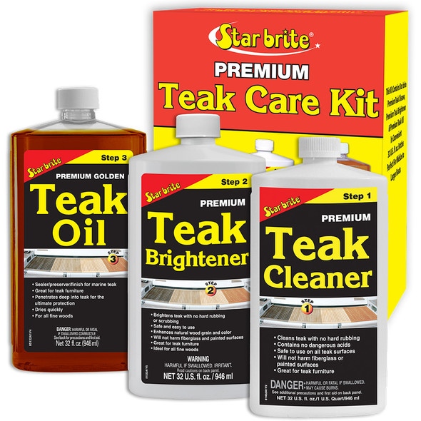 Star brite Premium Teak Care Kit - 32 oz for Outdoor and Marine Wood Restoration