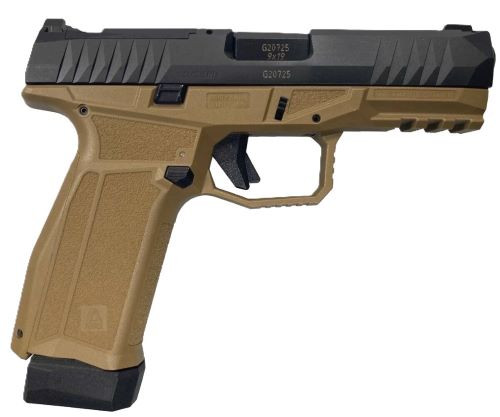 Global Ordnance AREX Delta Gen 2 X 9mm Semi-Auto Pistol with 4-Inch Barrel, Flat Dark Earth Frame, and Black Slide