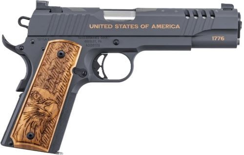 Auto-Ordnance 1911A1 .45 ACP Stainless Steel Pistol with Custom Engraved Hardwood Grips (250th Anniversary Edition)