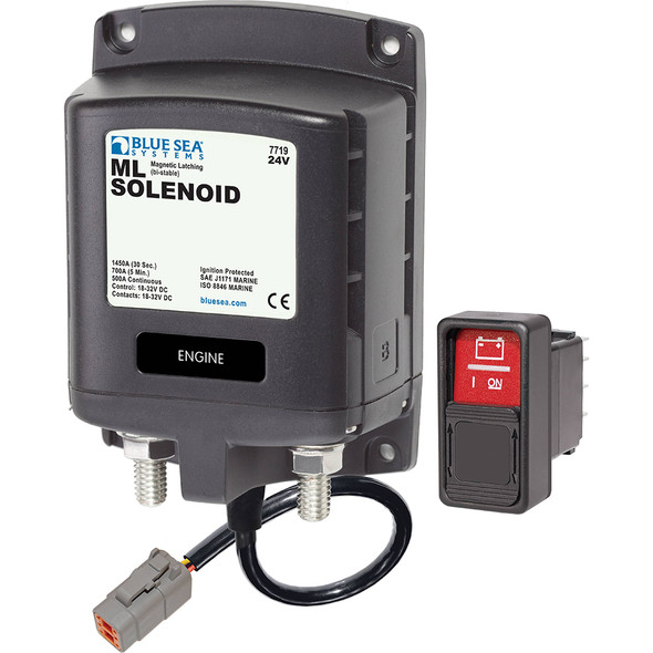 <p><strong>7719100 - ML-Series Solenoid Switch - Deutsch Connector - 24V</strong></p><p>For applications where sustained control signals are needed to emulate a normally open relay with a lower current draw.</p><p><strong>Features:</strong></p><ul...
