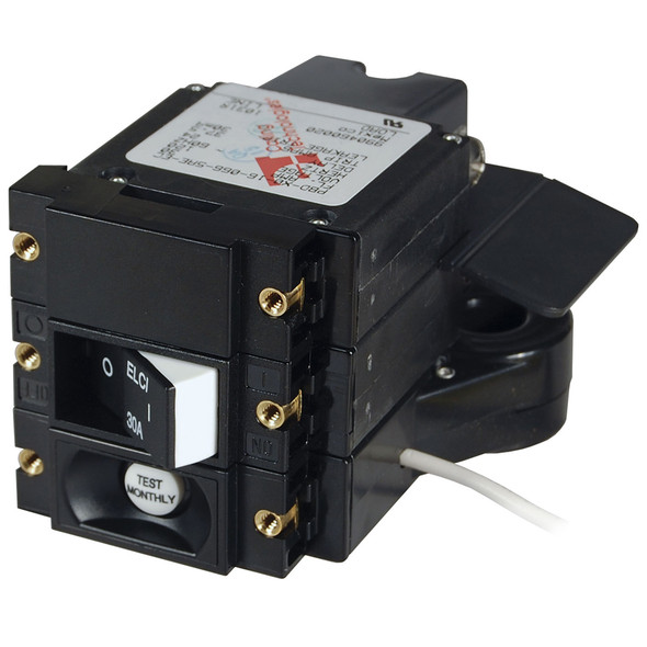 Blue Sea Systems A-Series ELCI Main Circuit Breaker - Double Pole 120V AC 30A with Flat Rocker