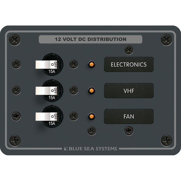 Blue Sea Systems 8025 DC 3-Position Breaker Panel with White Switches