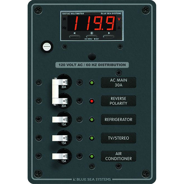 Blue Sea Systems 8405 AC Main Panel with 3 Positions and Circuit Breakers