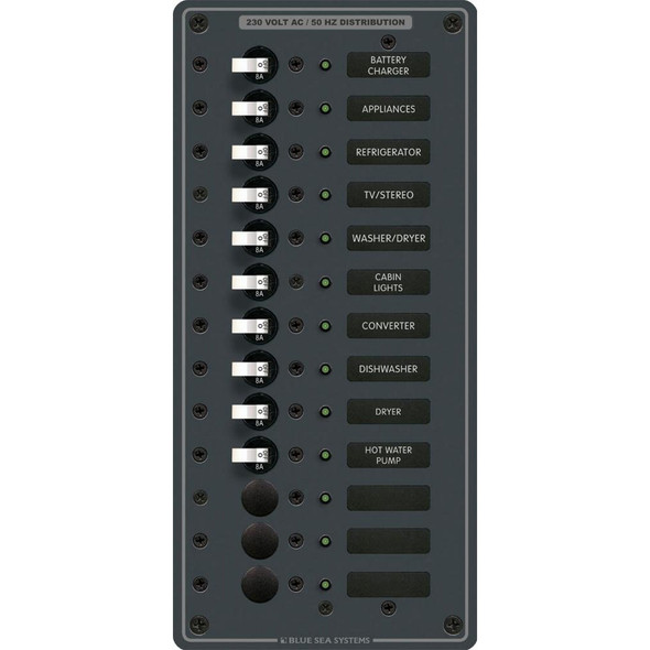 Blue Sea Systems 8580 AC 13 Position European Breaker Panel with White Switches