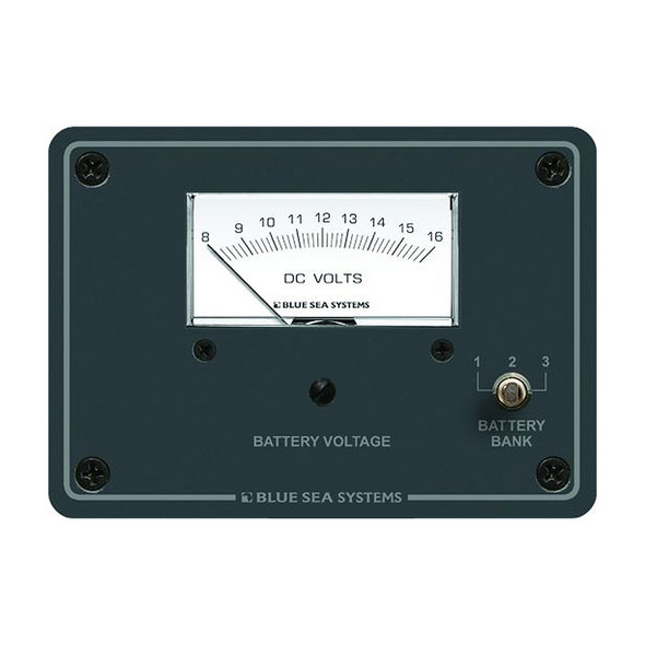 Blue Sea Systems 8015 DC Analog Voltmeter with Panel – 8-16V DC Measurement