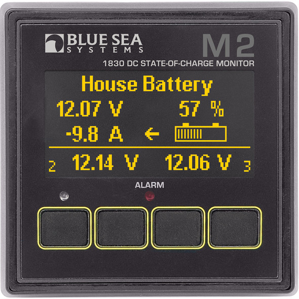 Blue Sea Systems 1830 M2 DC State of Charge Monitor for Batteries with Programmable Shunt Support