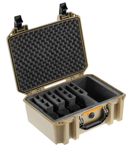 Pelican Vault V300 Large Handgun Case - Black Polymer with Foam Interior and Padlock Provision