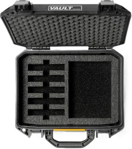 Pelican Precut Vault for 2 Handgun Storage - Black Polymer Case with Foam Interior