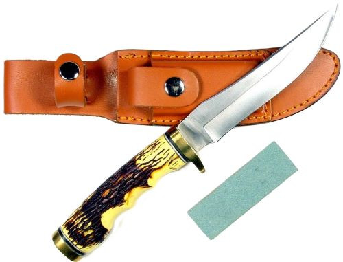 Ruko Fixed Blade Hunting Knife with Stag Horn Handle and 5-Inch Stainless Steel Blade