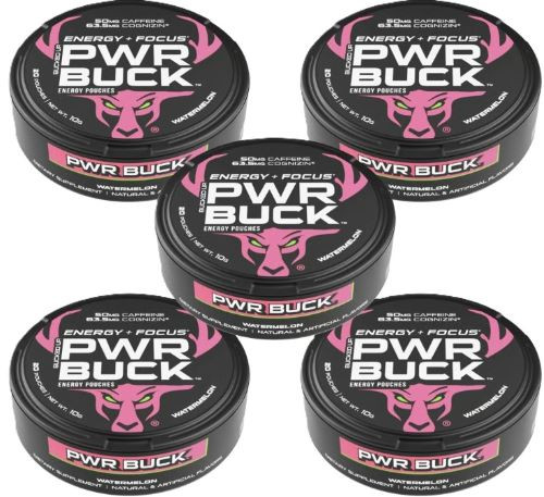 Bucked Up PWR Buck Energy Drink Watermelon, 5-Can Roll (20 Cans) – Natural Energy Boost