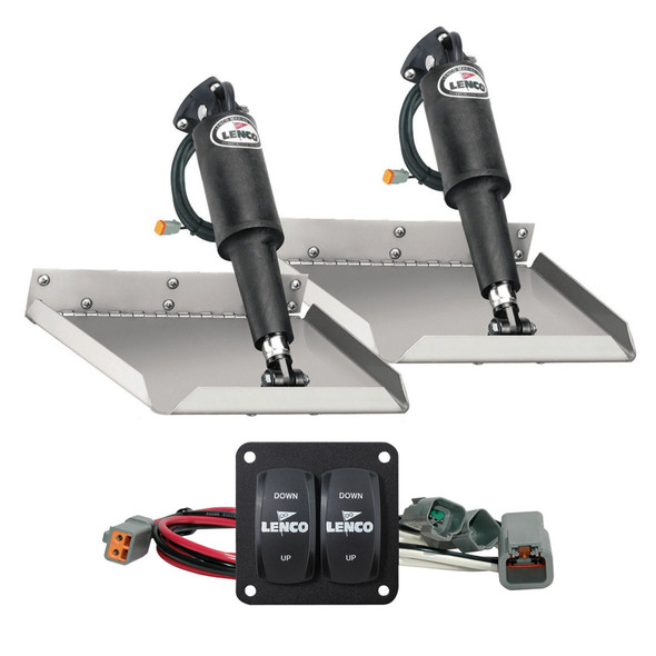 Lenco Marine 12 Inch x 12 Inch Edge Mount Trim Tab Kit with Double Rocker Switch – 12V