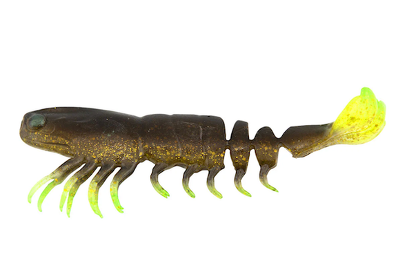 Z-Man Fishing Products PrawnStarz Loosened Body 3.5-inch Rootbeer Chartreuse, Pack of 3