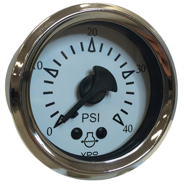 VDO Cockpit Marine 52MM Mechanical Water Pressure Gauge with White Dial and Chrome Bezel